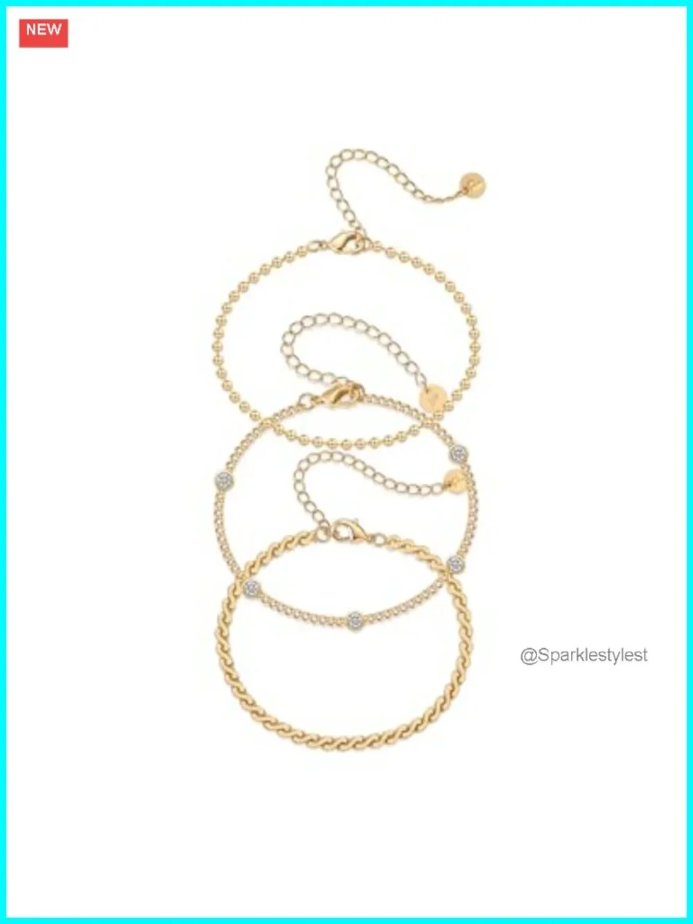18K Gold Plated Chain Bracelet Pack for Women Stackable Paperclip Snake Rope